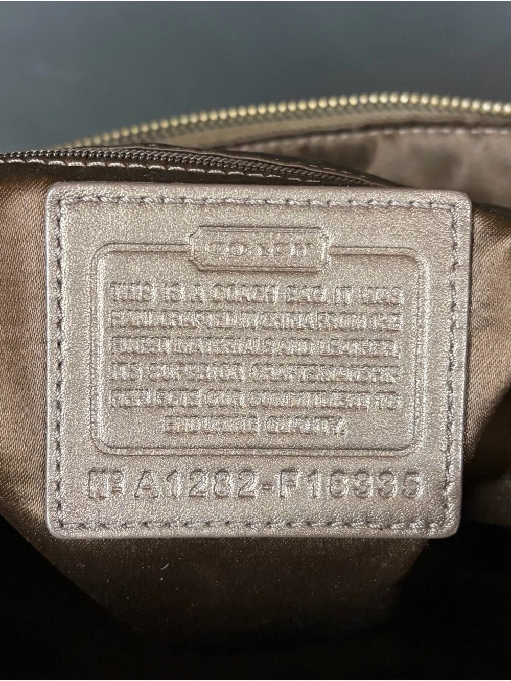 Coach Laura Signature Logo Tote Bag Purse Brown Khaki Zip Closure